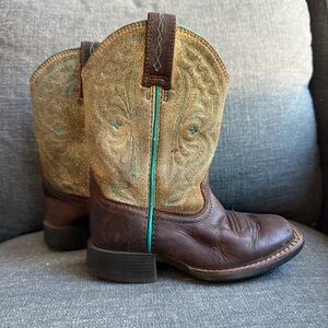 Ariat Boots Gold Teal Pull On Western Boots Youth Size 6